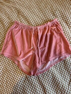 VS PINK Women's Pink Velvet Drawstring Lounge Shorts
